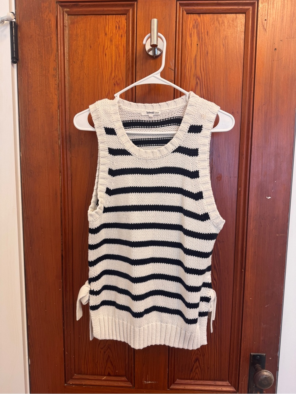 Splendid Striped Knit Tank Top - Navy & White Size Large